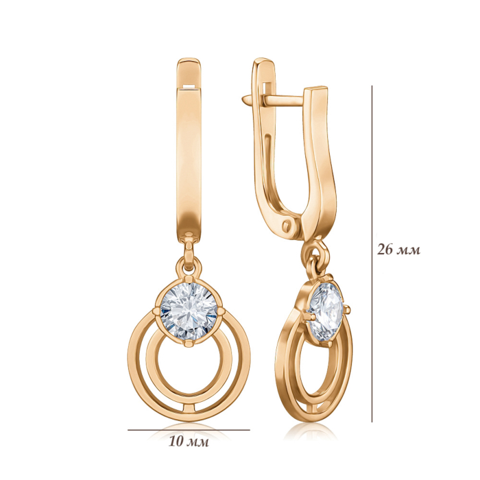 Золоті сережки з фіанітом. Артикул S213791-E/01/1
