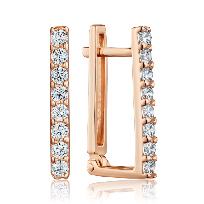 Золотые серьги с фианитами. Артикул S214191-E/01/1