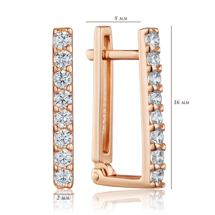 Золотые серьги с фианитами. Артикул S214191-E/01/1