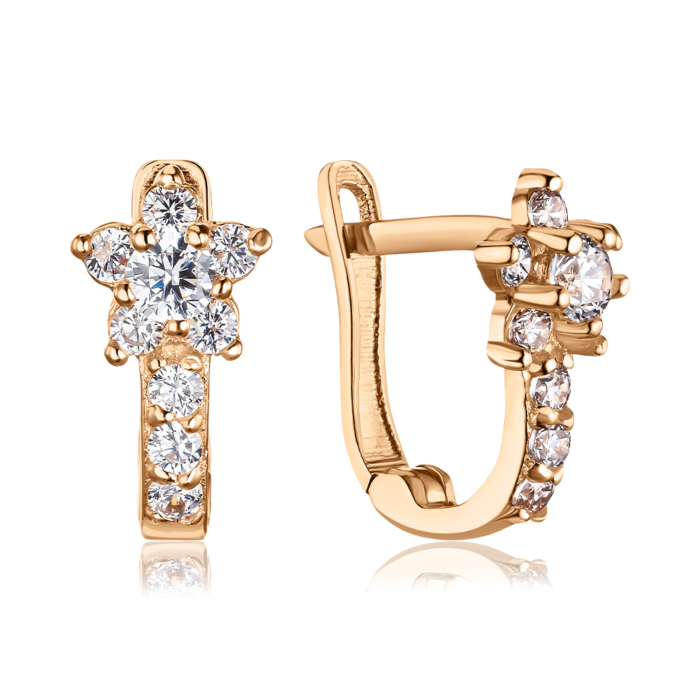 Золотые серьги с фианитами S214391-E/01/1