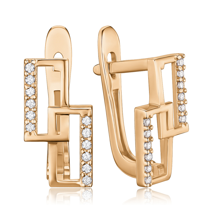 Золоті сережки з фіанітами S214471-E/01/1