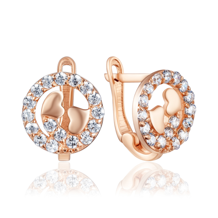 Золоті сережки з фіанітами. Артикул S214641-E/01/1