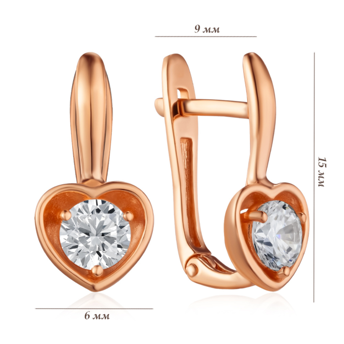 Золоті сережки з фіанітом. Артикул S215151-E/01/1