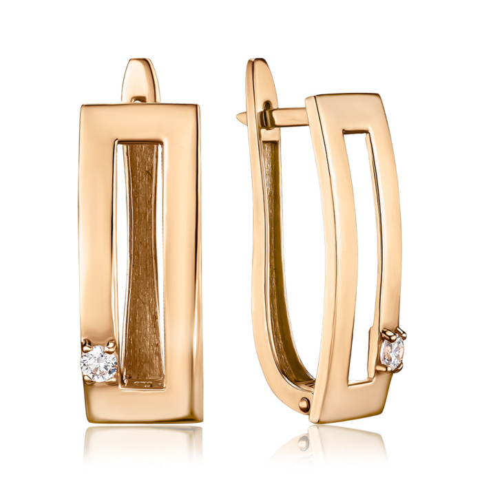 Золотые серьги с фианитом S216001-E/01/1