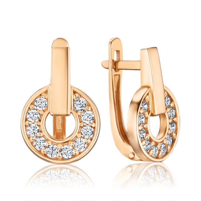 Золоті сережки з фіанітами S216041-E/01/1