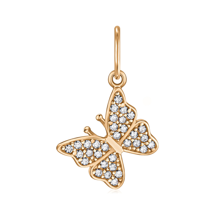 Золота підвіска "Метелик" з фіанітами S310011-P/01/1