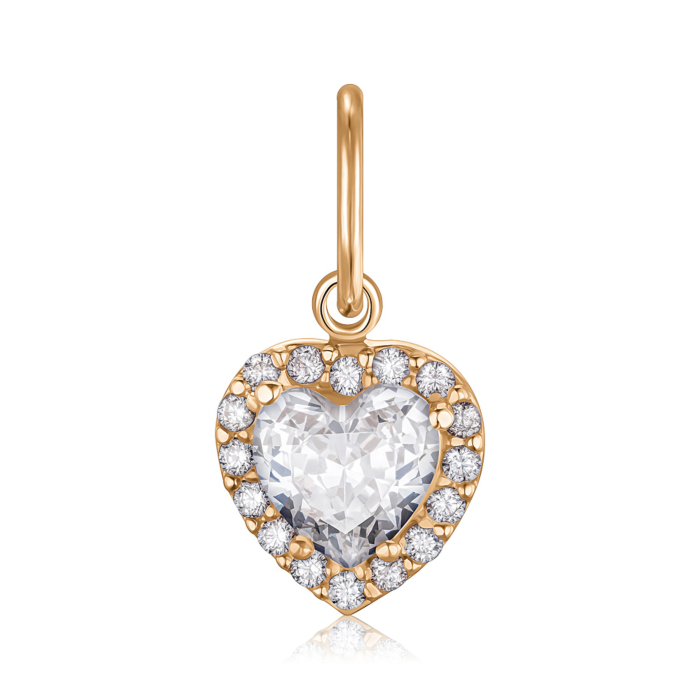 Золота підвіска Серце з фіанітами S314971-P/01/1