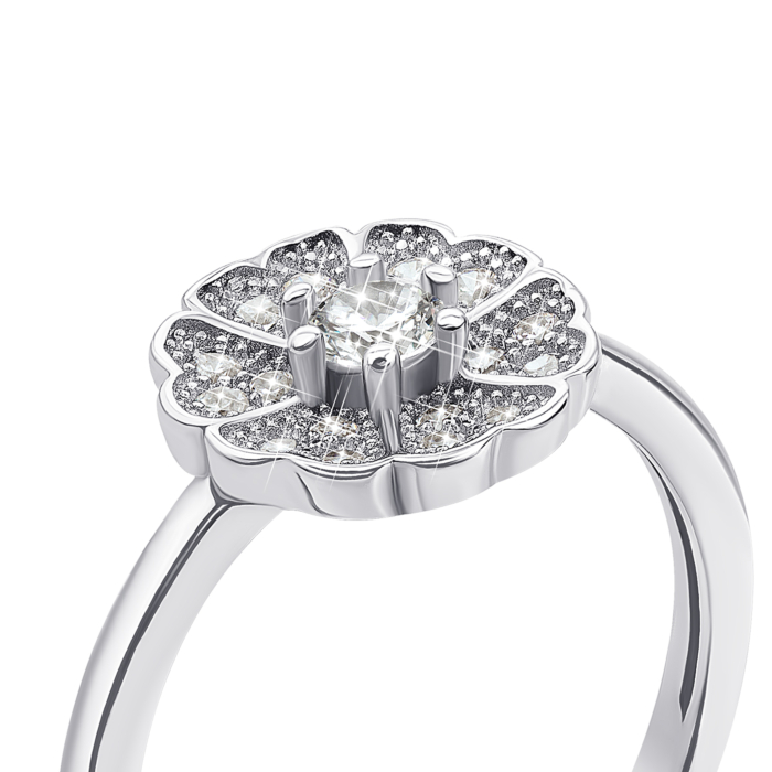 Серебряное кольцо с фианитами. Артикул S460-R/12/1