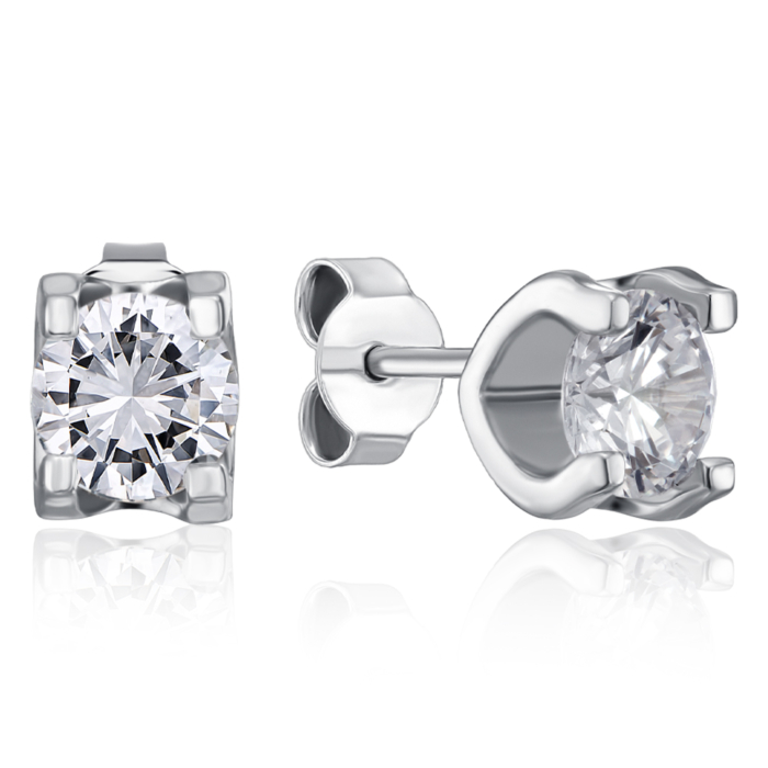 Серебряные пуссеты с фианитом. Артикул SE00086-E/12/1