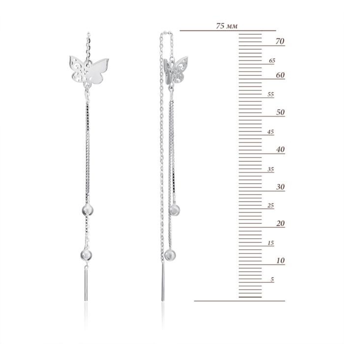 Серебряные серьги-протяжки. Артикул SE00116-E/12