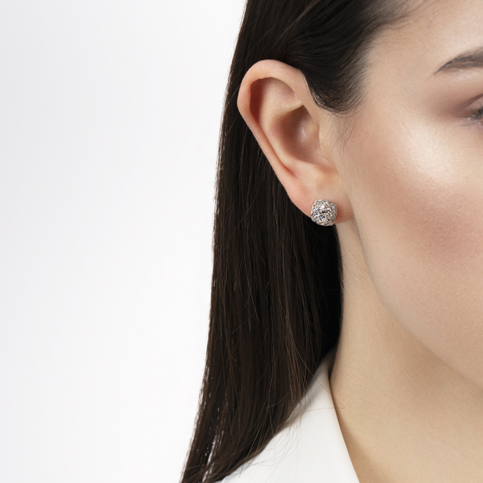 Срібні пусети з фіанітами. Артикул SE00217-E/12/1