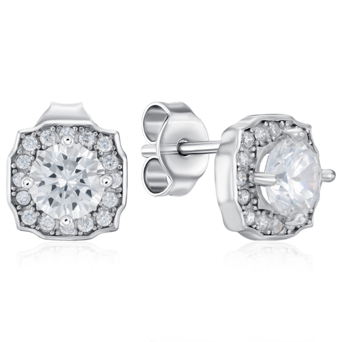 Срібні пусети з фіанітами. Артикул SE00217-E/12/1