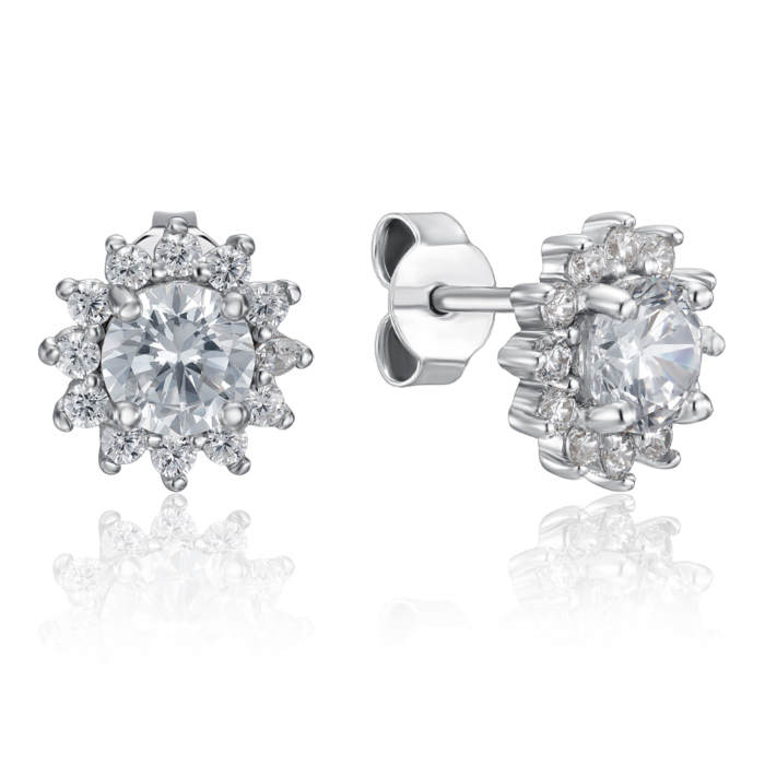 Срібні пусети з фіанітами. Артикул SE00237-E/12/1