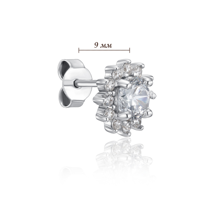 Срібні пусети з фіанітами. Артикул SE00237-E/12/1