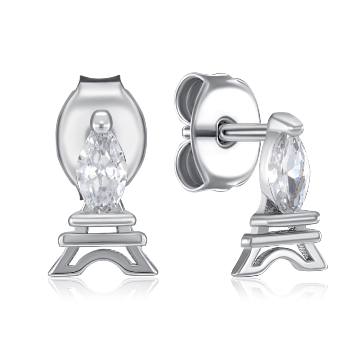Срібні сережки з фіанітом. Артикул SE00262-E/12/1