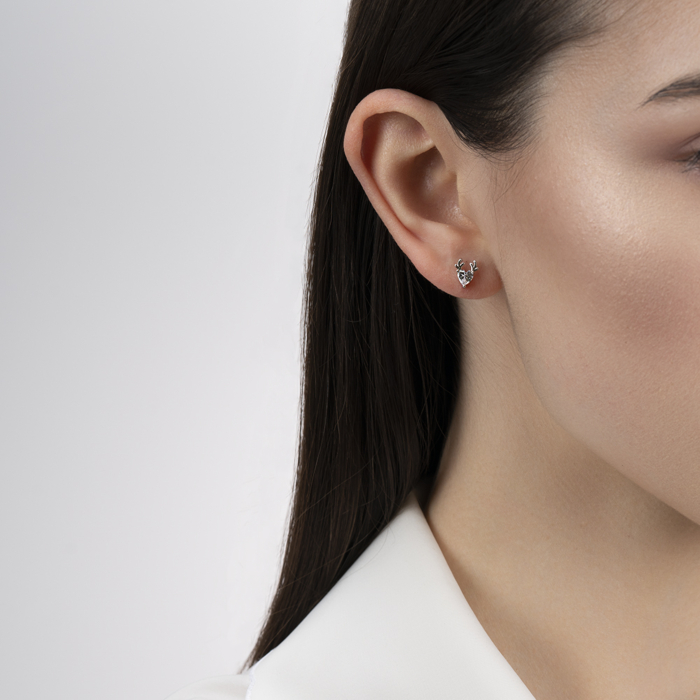 Серебряные пуссеты с фианитом. Артикул SE00269-E/12/1