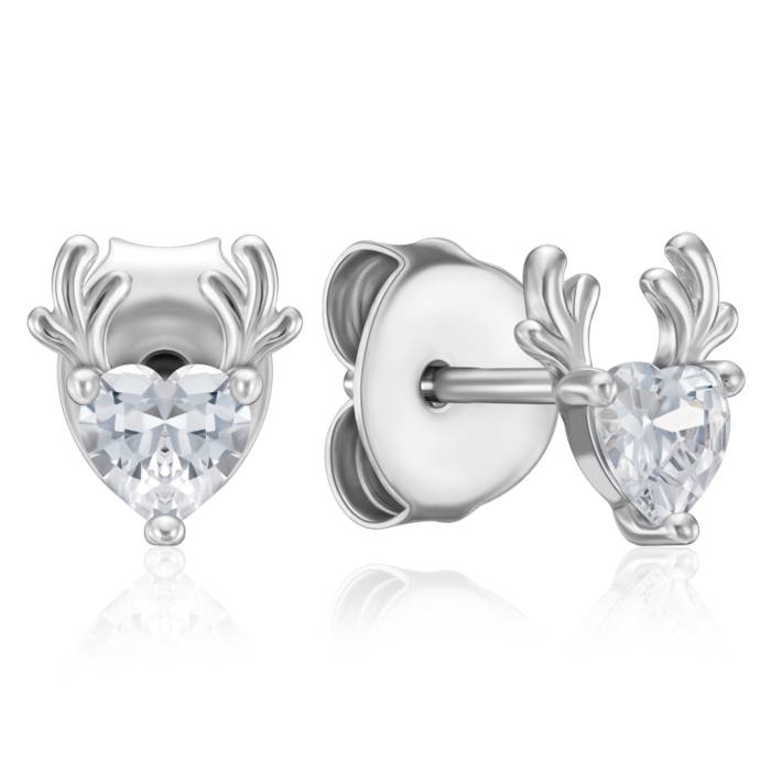 Серебряные пуссеты с фианитом. Артикул SE00269-E/12/1