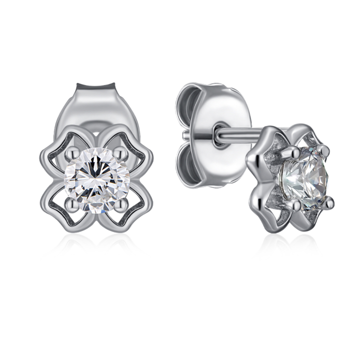 Срібні пусети з фіанітом. Артикул SE00270-E/12/1