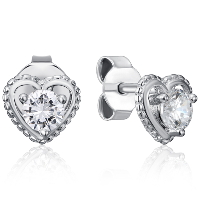 Серебряные пуссеты с фианитом. Артикул SE00272-E/12/1