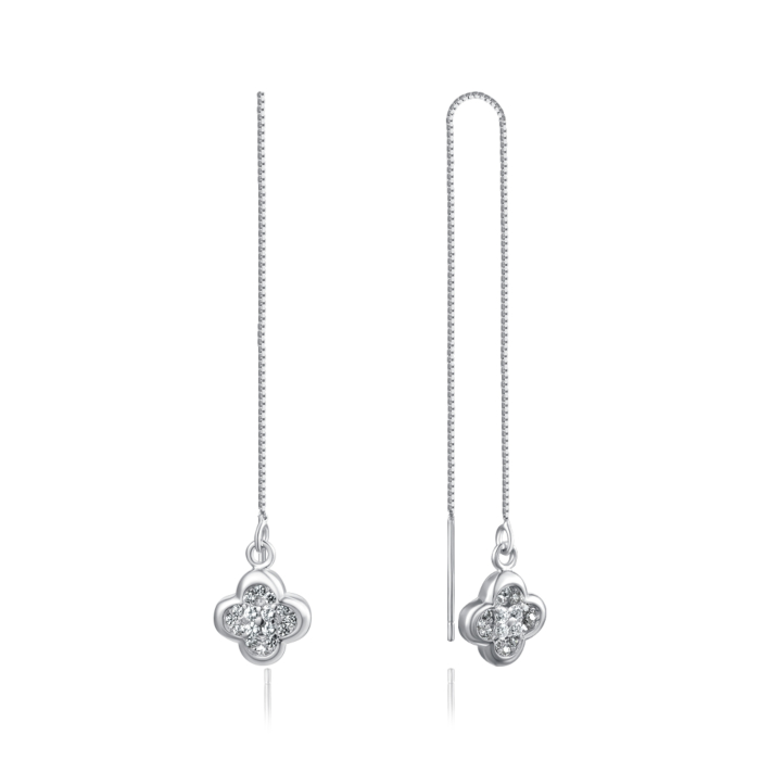 Серебряные серьги-протяжки с фианитами. Артикул SE00287-E/12/1