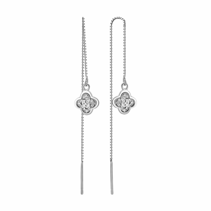 Серебряные серьги-протяжки c фианитами. Артикул UG5SE00287