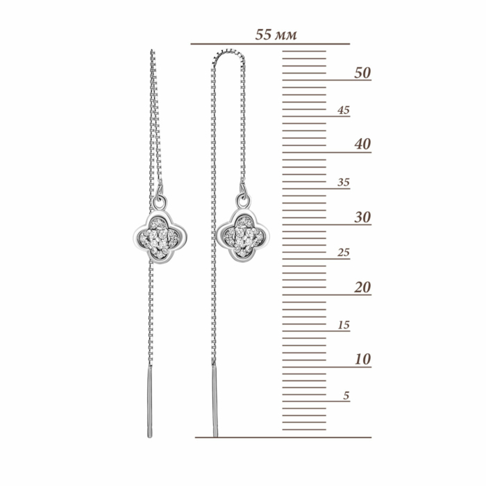 Серебряные серьги-протяжки c фианитами. Артикул UG5SE00287