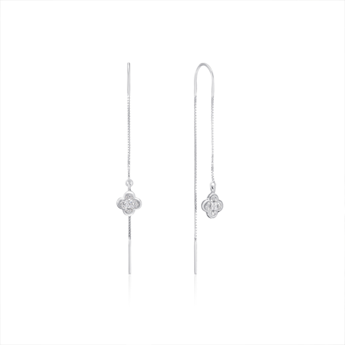 Серебряные серьги-протяжки с фианитами. Артикул SE00288-E/12/1