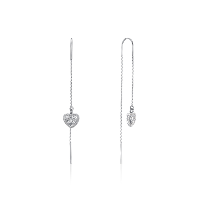 Серебряные серьги-протяжки с фианитами. Артикул SE00290-E/12/1