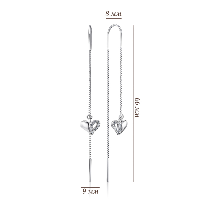 Срібні сережки з фіанітами. Артикул SE00292-E/12/1