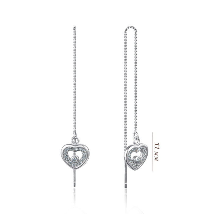 Серебряные серьги-протяжки с фианитами. Артикул SE00294-E/12/1