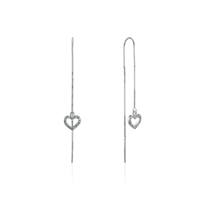 Срібні сережки з фіанітами. Артикул SE00295-E/12/1