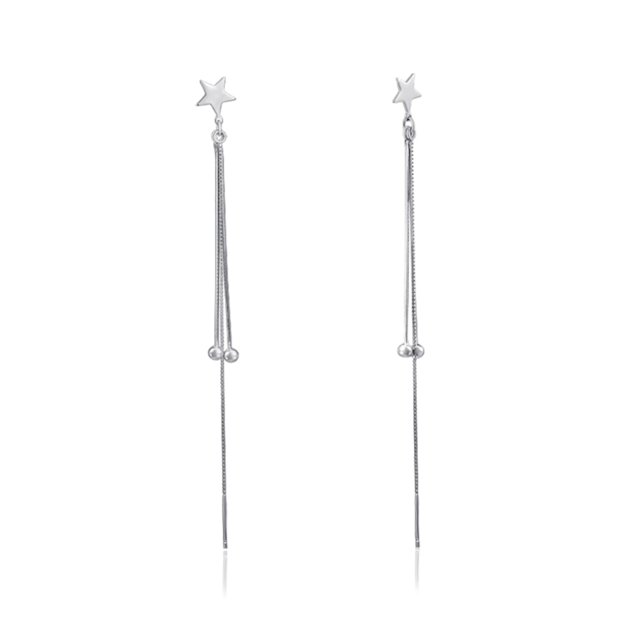 Срібні сережки-протяжки без вставки. Артикул SE00296-E/12