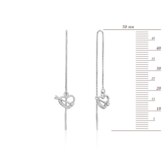 Серебряные серьги-протяжки с фианитами. Артикул SE00298-E/12/1