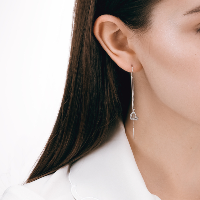 Срібні сережки з фіанітами. Артикул SE00307-E/12/1