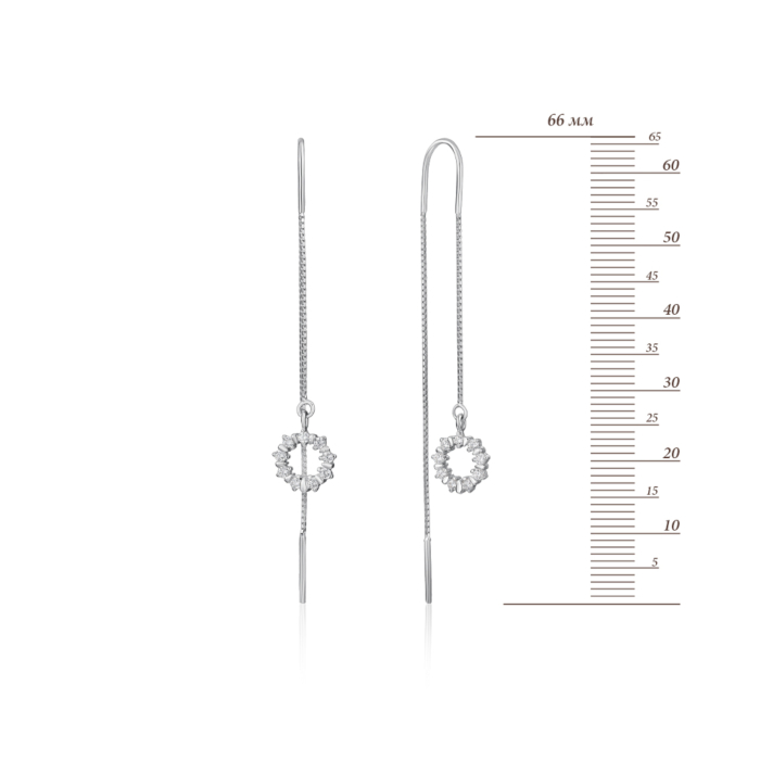 Срібні сережки-протяжки з фіанітами. Артикул SE00322-E/12/1