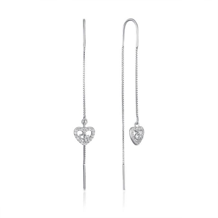 Серебряные серьги-протяжки с фианитами. Артикул SE00323-E/12/1