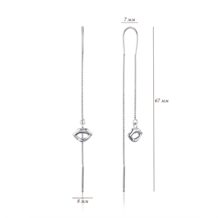 Срібні сережки-протяжки з фіанітом. Артикул SE00328-E/12/1