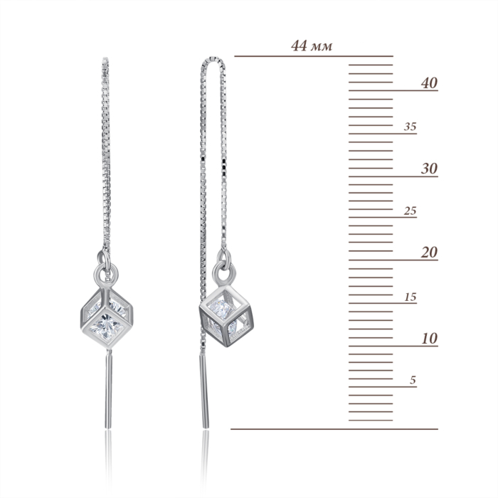 Срібні сережки-протяжки з фіанітом. Артикул SE00333-E/12/1