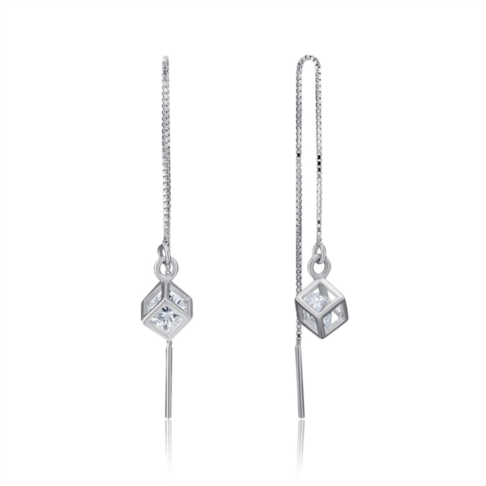 Срібні сережки-протяжки з фіанітом. Артикул SE00333-E/12/1