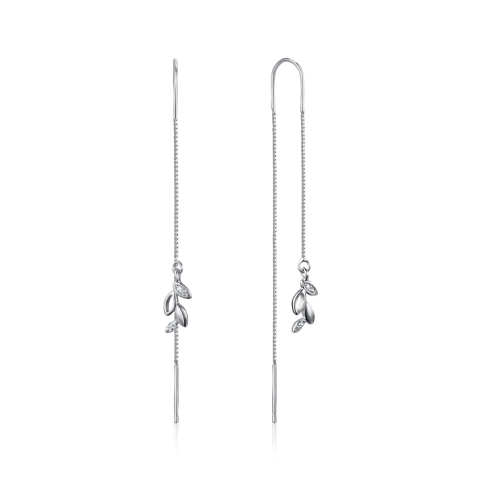 Срібні сережки-протяжки з фіанітами. Артикул SE00337-E/12/1