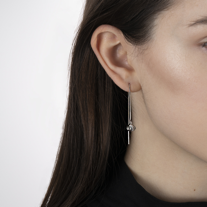 Срібні сережки-протяжки з перлиною. Артикул SE00341-E/12/2154