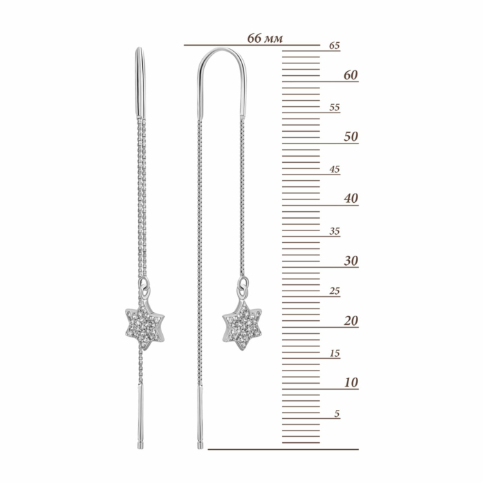 Срібні сережки-протяжки (продевки) з фіанітами. Артикул UG5SE00362