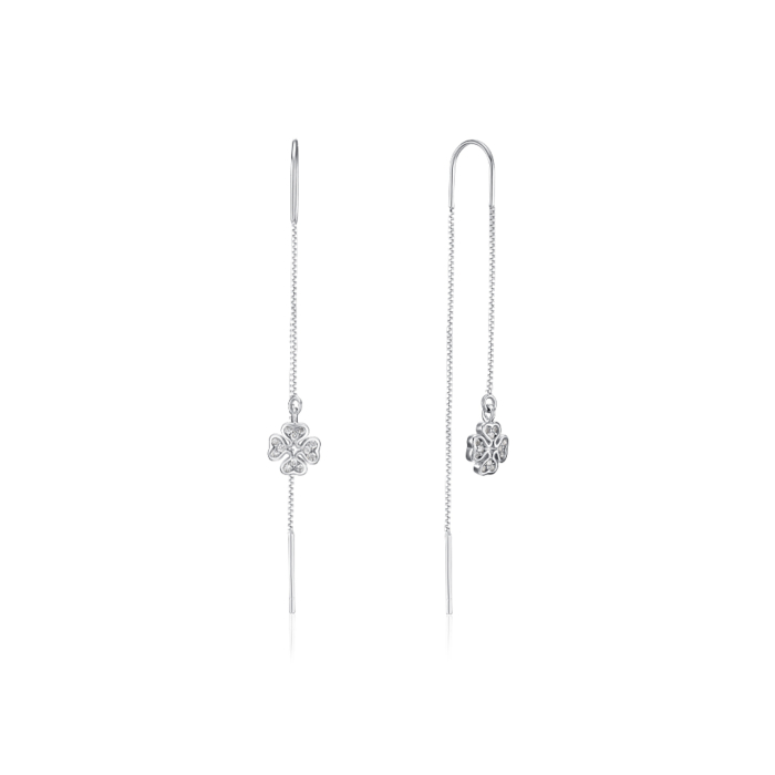 Серебряные серьги-протяжки с фианитами. Артикул SE00366-E/12/1