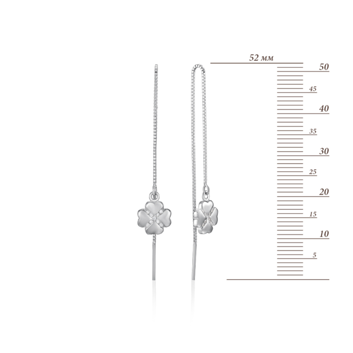 Серебряные серьги-протяжки с фианитами. Артикул SE00368-E/12/1