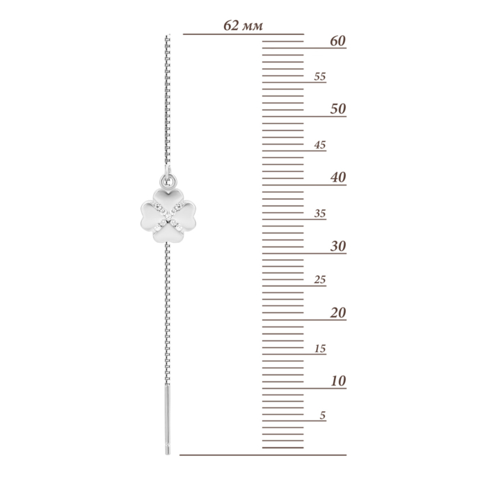 Срібні сережки-протяжки з фіанітами. Артикул UG5SE00368