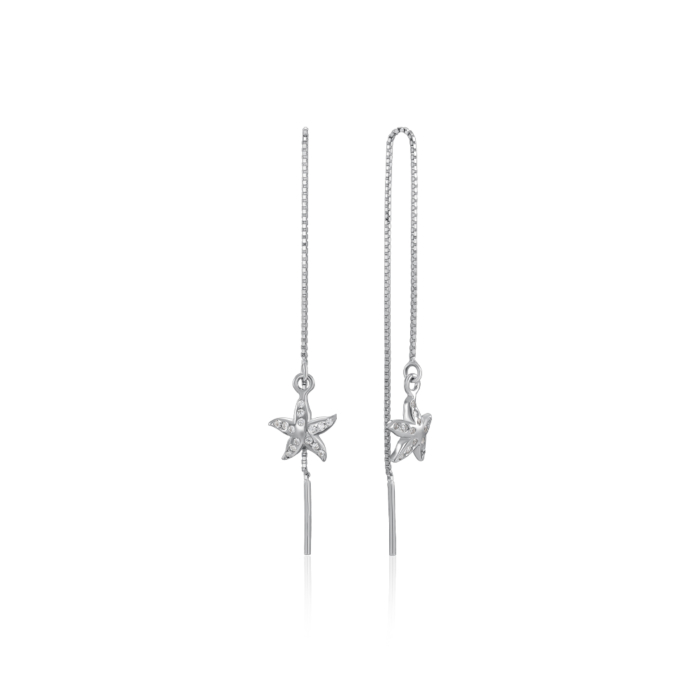 Срібні сережки-протяжки з фіанітами. Артикул SE00370-E/12/1