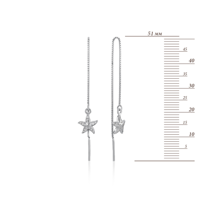 Срібні сережки-протяжки з фіанітами. Артикул SE00370-E/12/1