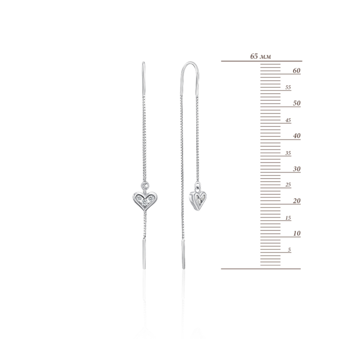 Серебряные серьги-протяжки с фианитами. Артикул SE00374-E/12/1