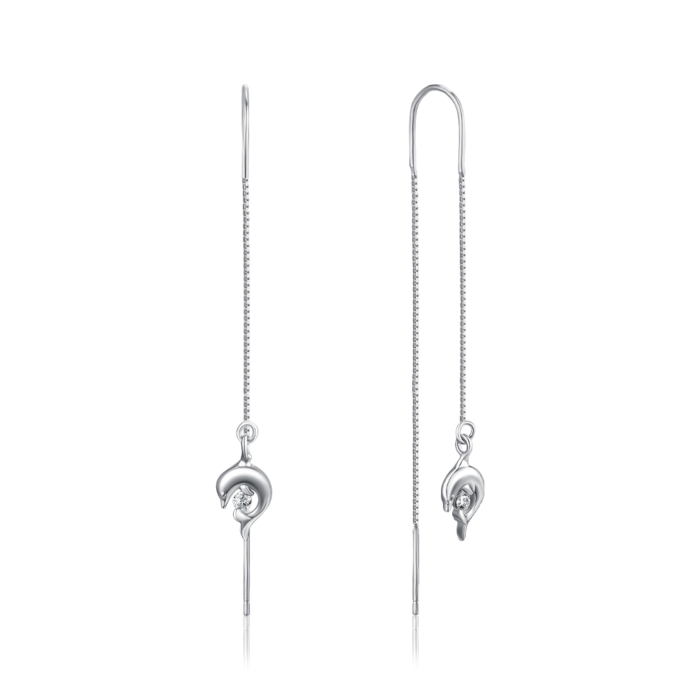 Серебряные серьги-протяжки с фианитом. Артикул SE00376-E/12/1