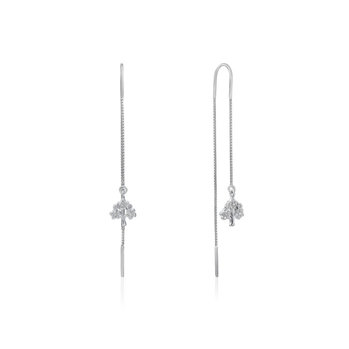 Серебряные серьги-протяжки с фианитами. Артикул SE00392-E/12/1